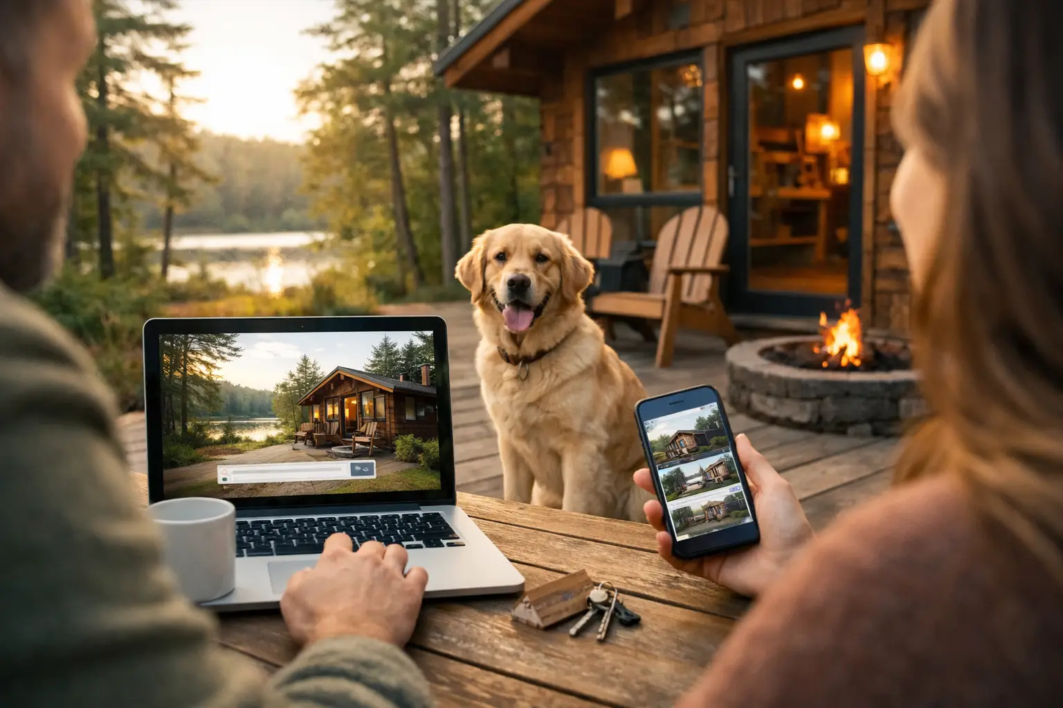 Guest booking a pet-friendly cabin in Helen, Georgia with their dog