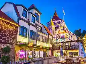 image of downtown Helen Georgia at night