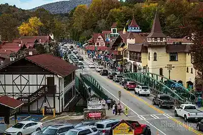 Ariel shot of Downtown Helen Georgia